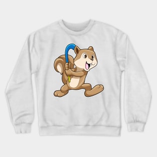 Squirrel at Field hockey with Hockey stick Crewneck Sweatshirt